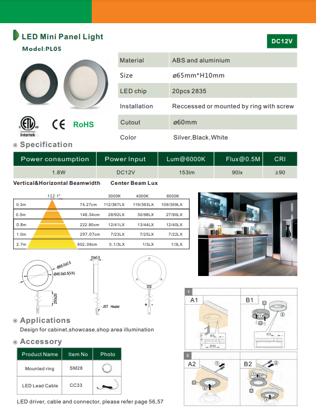 CB07-PUCK / CABINET LIGHT - Abba Lighting USA Wholesales Outdoor Lighting